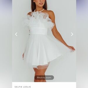 Selfie Leslie White Ruffled Dress